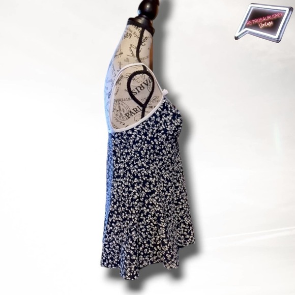 Vintage 90s Pinup Calico Floral Skirted Swim Dress, 14 - Picture 3 of 11